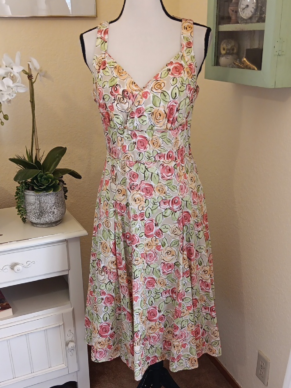 Talbots Cotton Sweetheart Dress.Cotton.Floral.